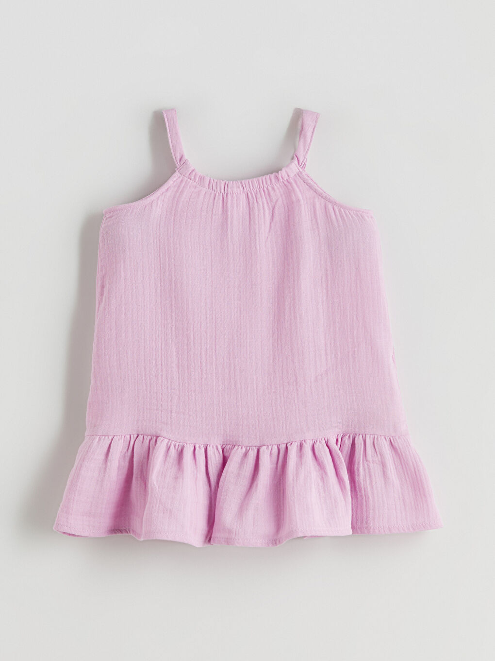 Lila Çiçekli Kız Çocuk Müslin Elbise-2