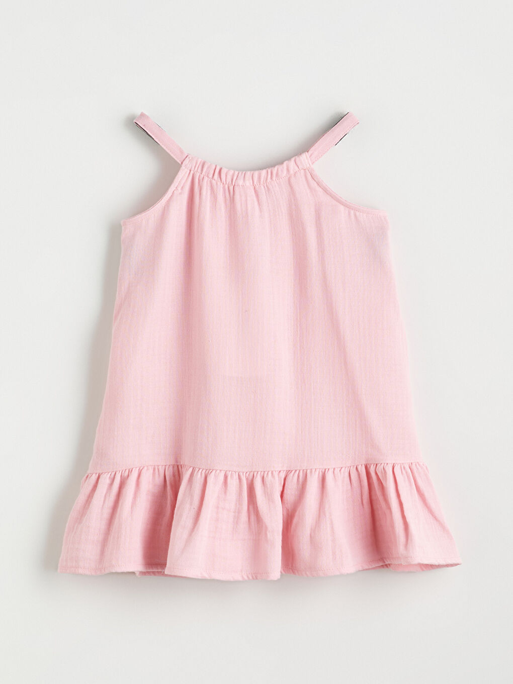 Pembe Kalp Nakışlı Kız Çocuk Müslin Elbise-2