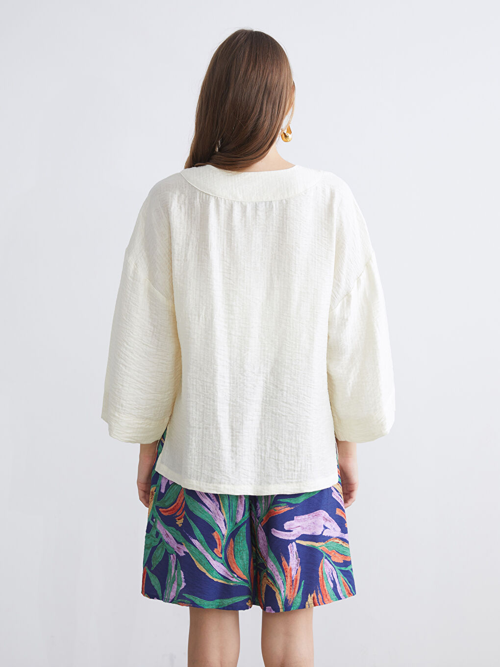 V Neck Textured Women's Kimono-3