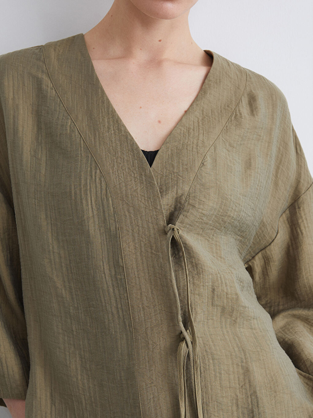 V Neck Textured Women's Kimono-2
