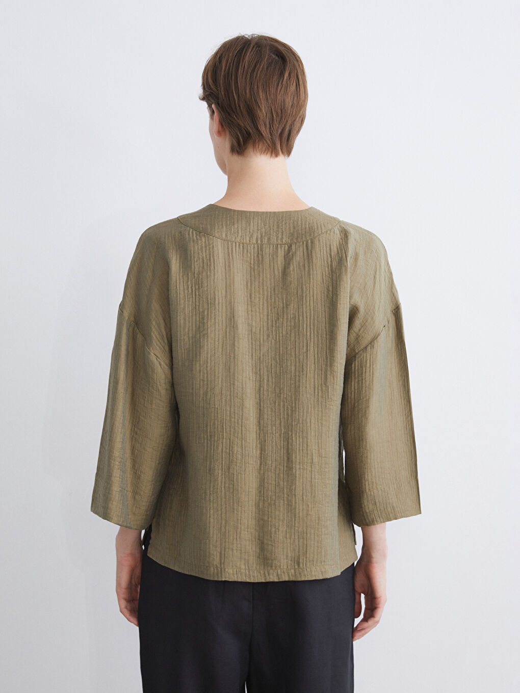 V Neck Textured Women's Kimono-4