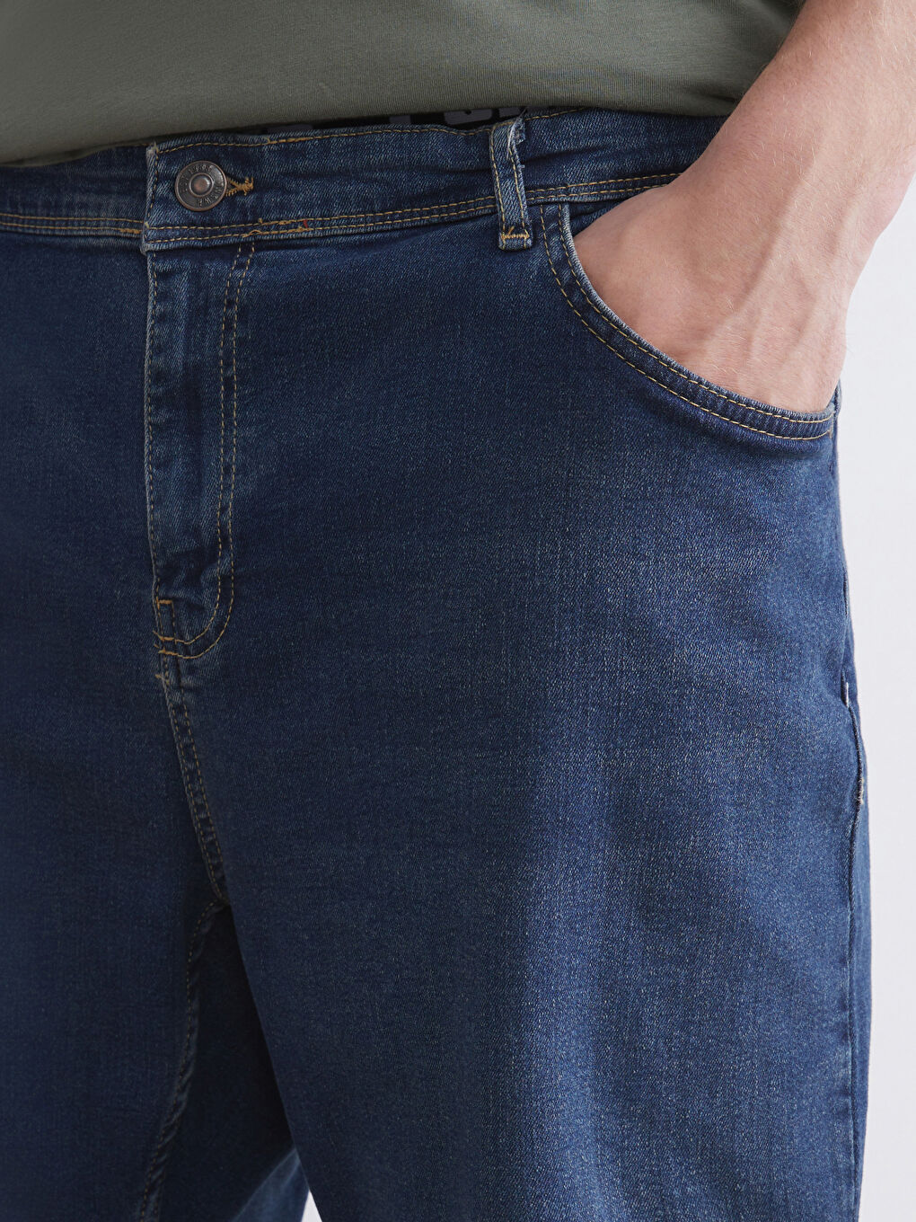 İndigo Büyük Beden Standart Kalıp Erkek Jean Şort-5