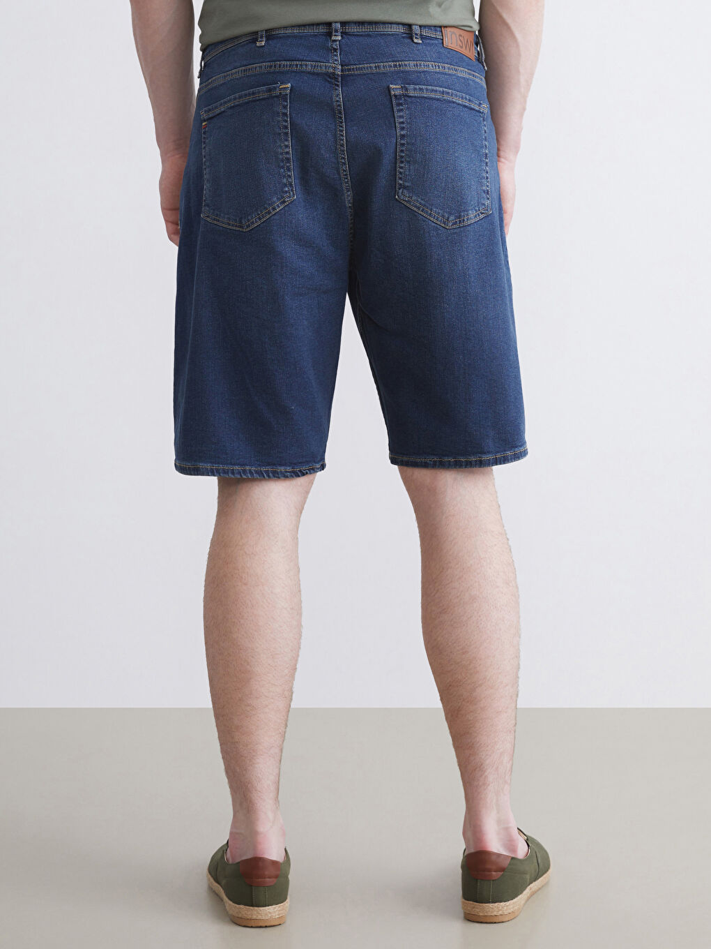 İndigo Büyük Beden Standart Kalıp Erkek Jean Şort-7