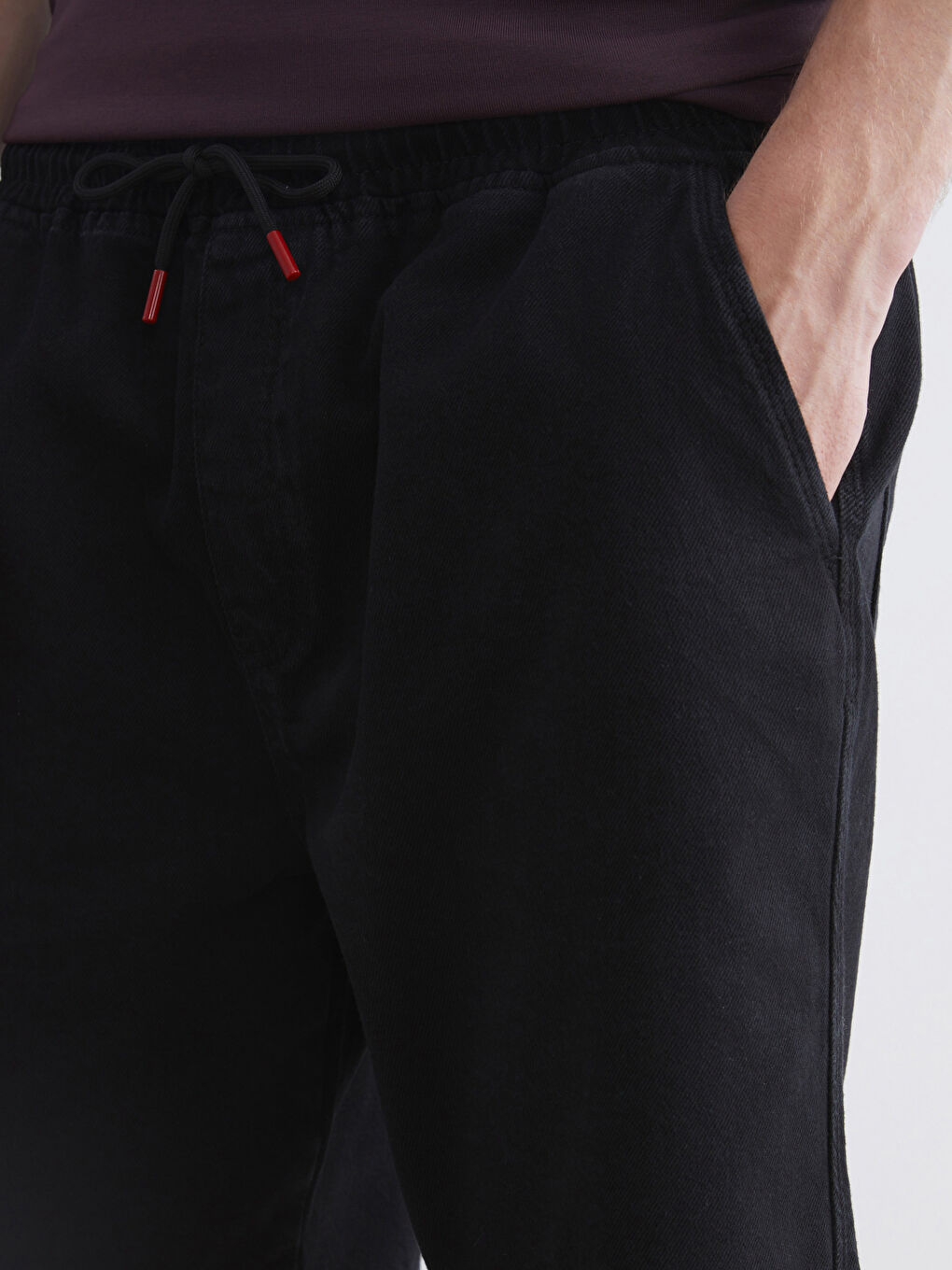 Siyah Büyük Beden Rahat Kalıp Erkek Jean Şort-5