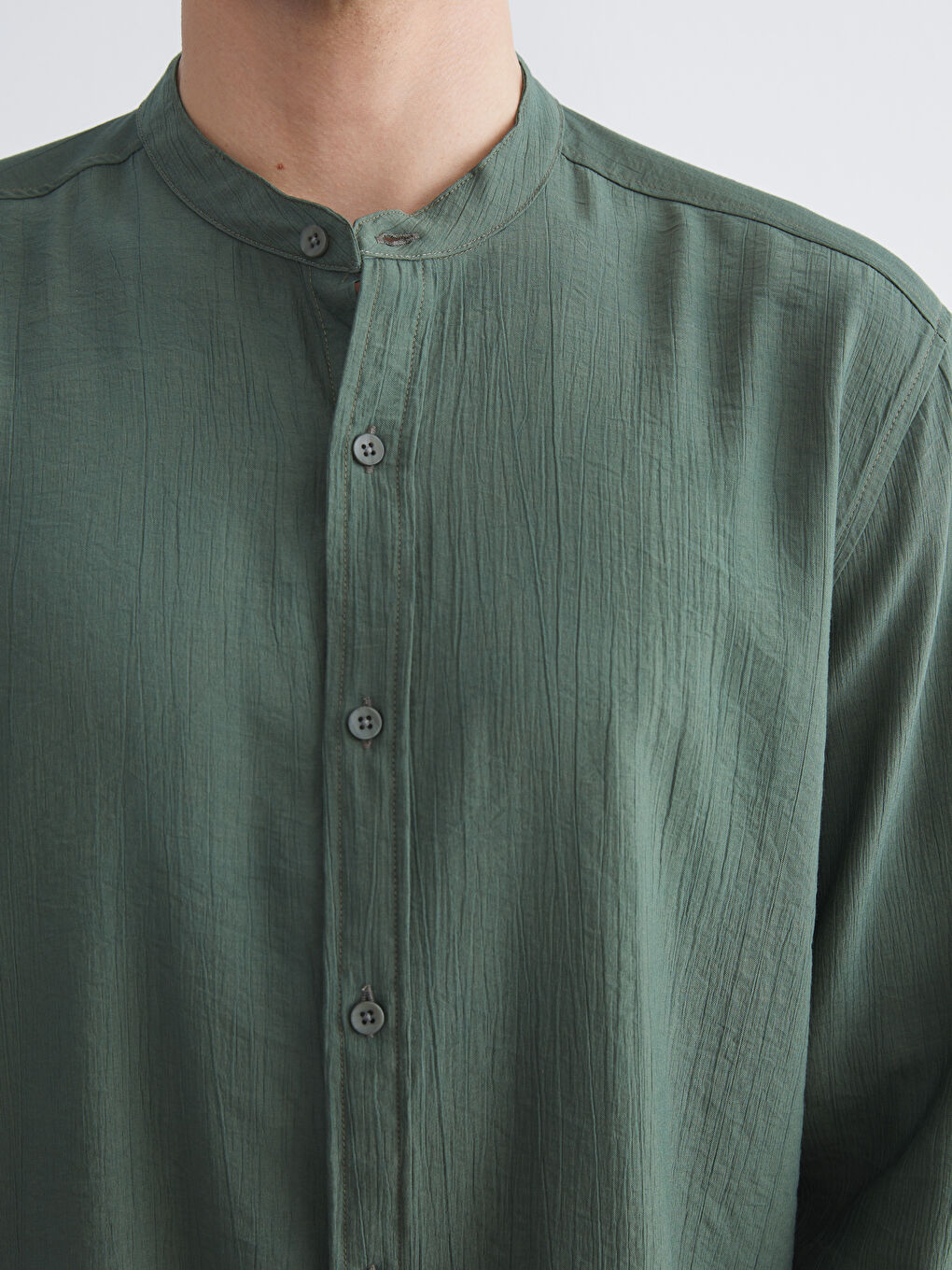 LCW Vision Regular Fit Grandad Collar Long Sleeve Men's Shirt -S5RQ33Z8-HDA