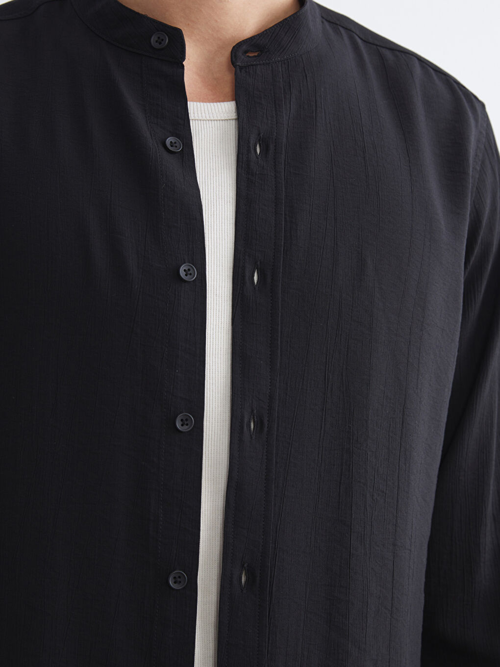 LCW Vision Regular Fit Grandad Collar Long Sleeve Men's Shirt -S5RQ33Z8-CVL