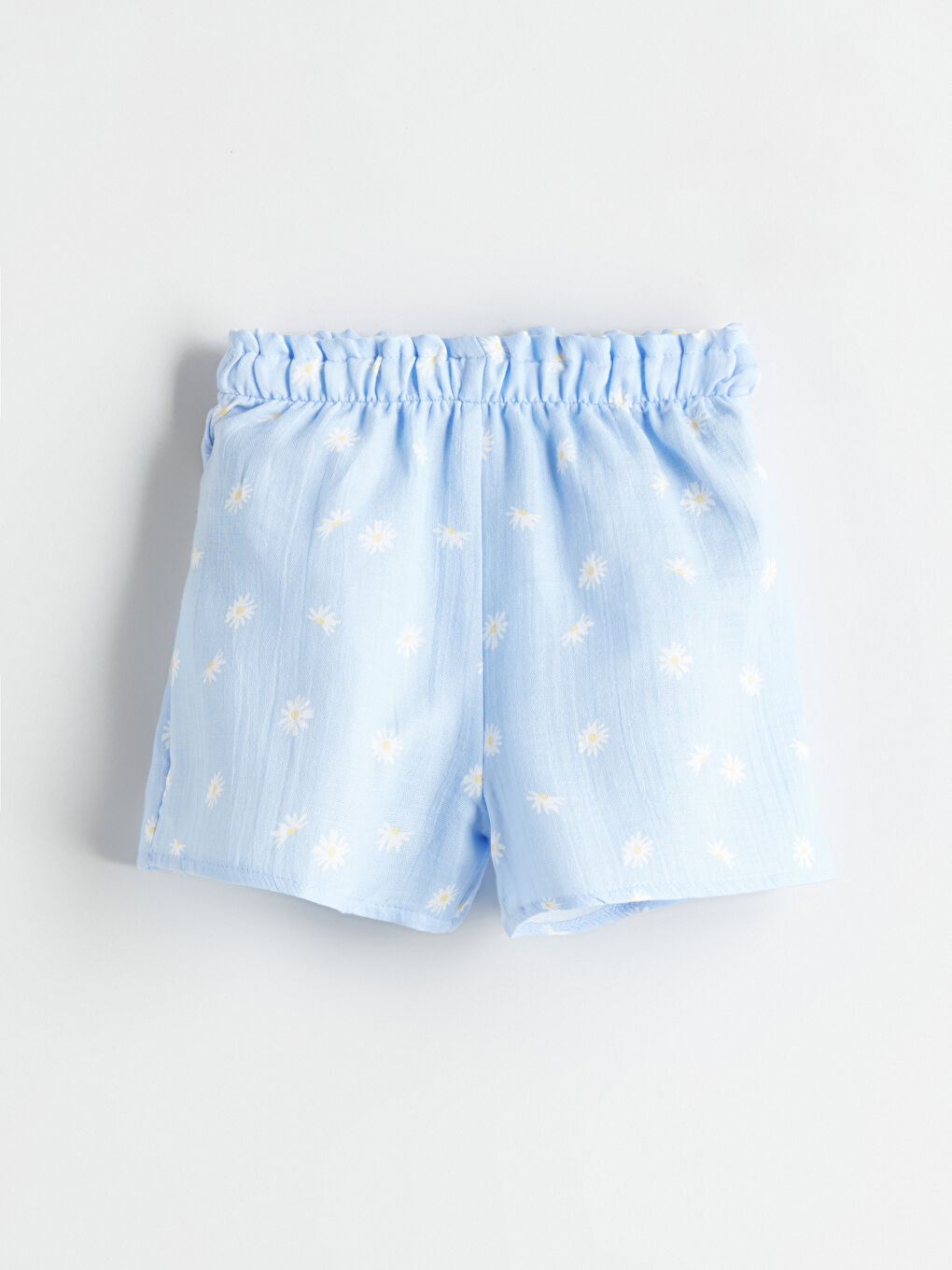 Mavi Papatya Desenli Kız Bebek Şort-1