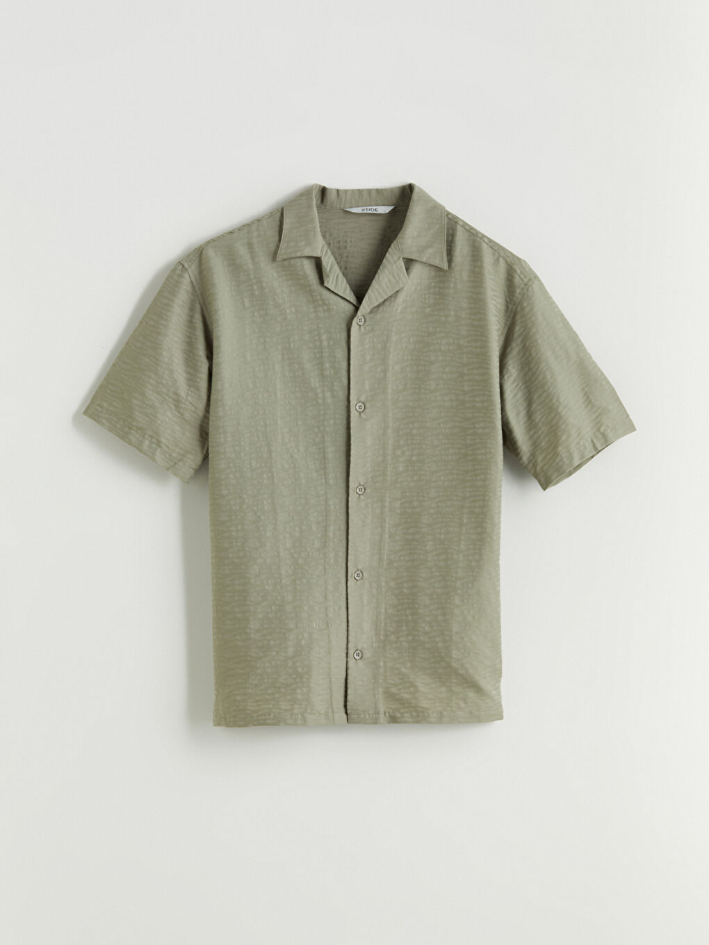 Yeşil Rahat Kalıp Resort Yaka Kısa Kollu Desenli Erkek Gömlek-4