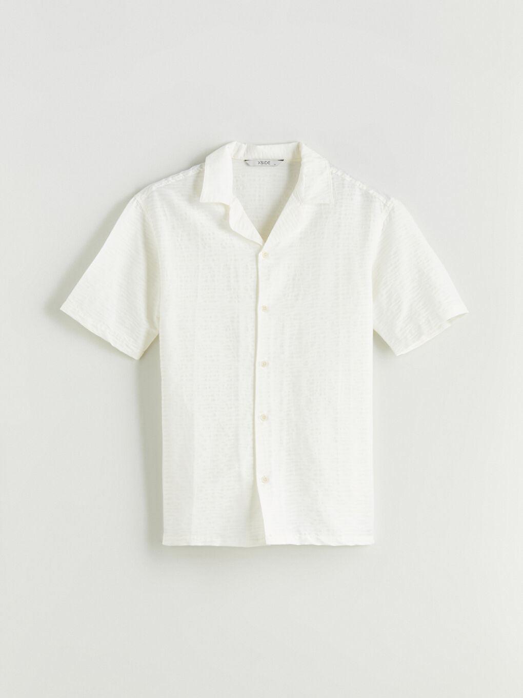 Beyaz Rahat Kalıp Resort Yaka Kısa Kollu Desenli Erkek Gömlek-4