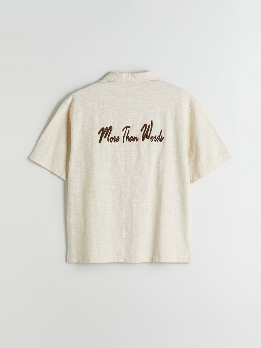 Bej Regular Fit Nakışlı Erkek Gömlek-6