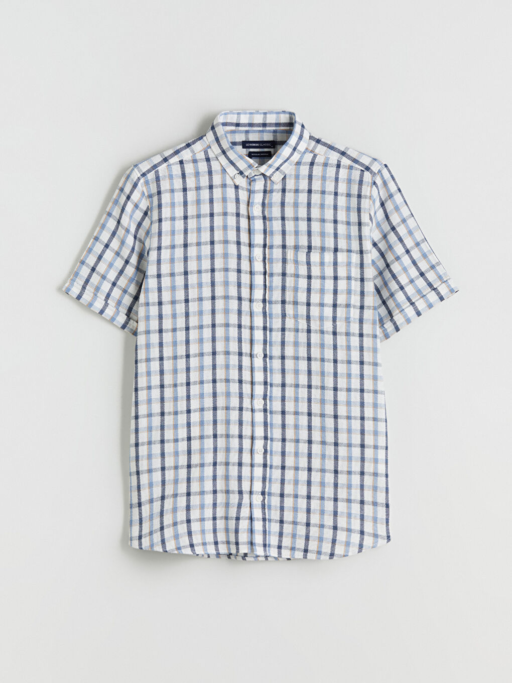 Mavi Regular Fit Kısa Kollu Ekose Armürlü Erkek Gömlek-4