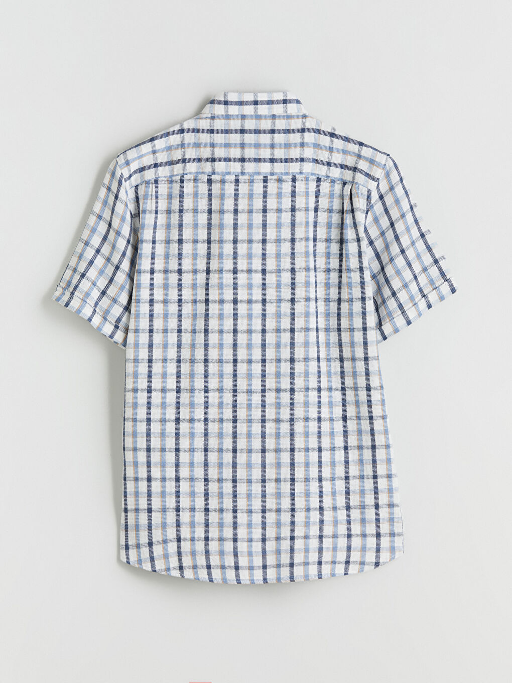 Mavi Regular Fit Kısa Kollu Ekose Armürlü Erkek Gömlek-5