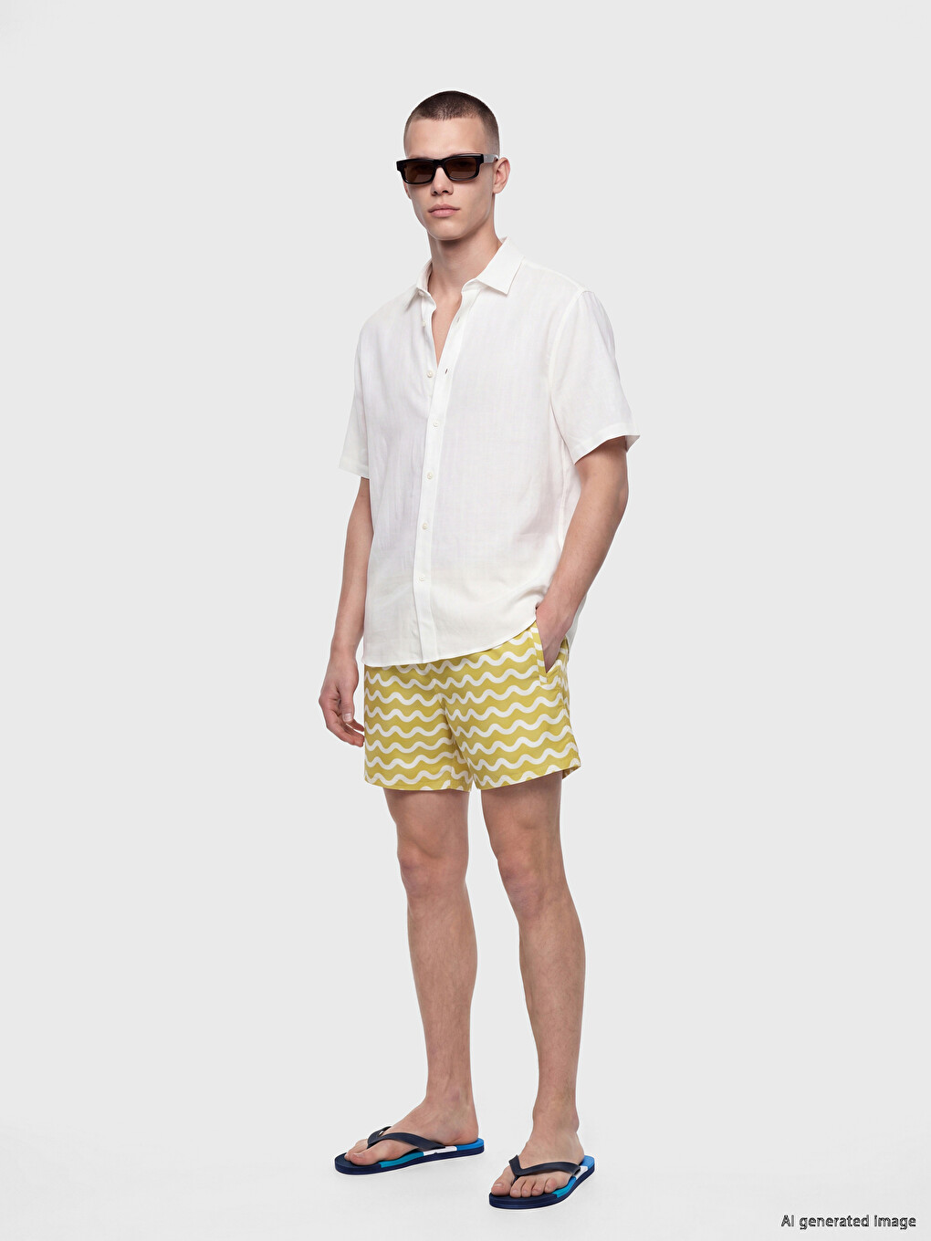 Short Patterned Men's Swim Shorts-3