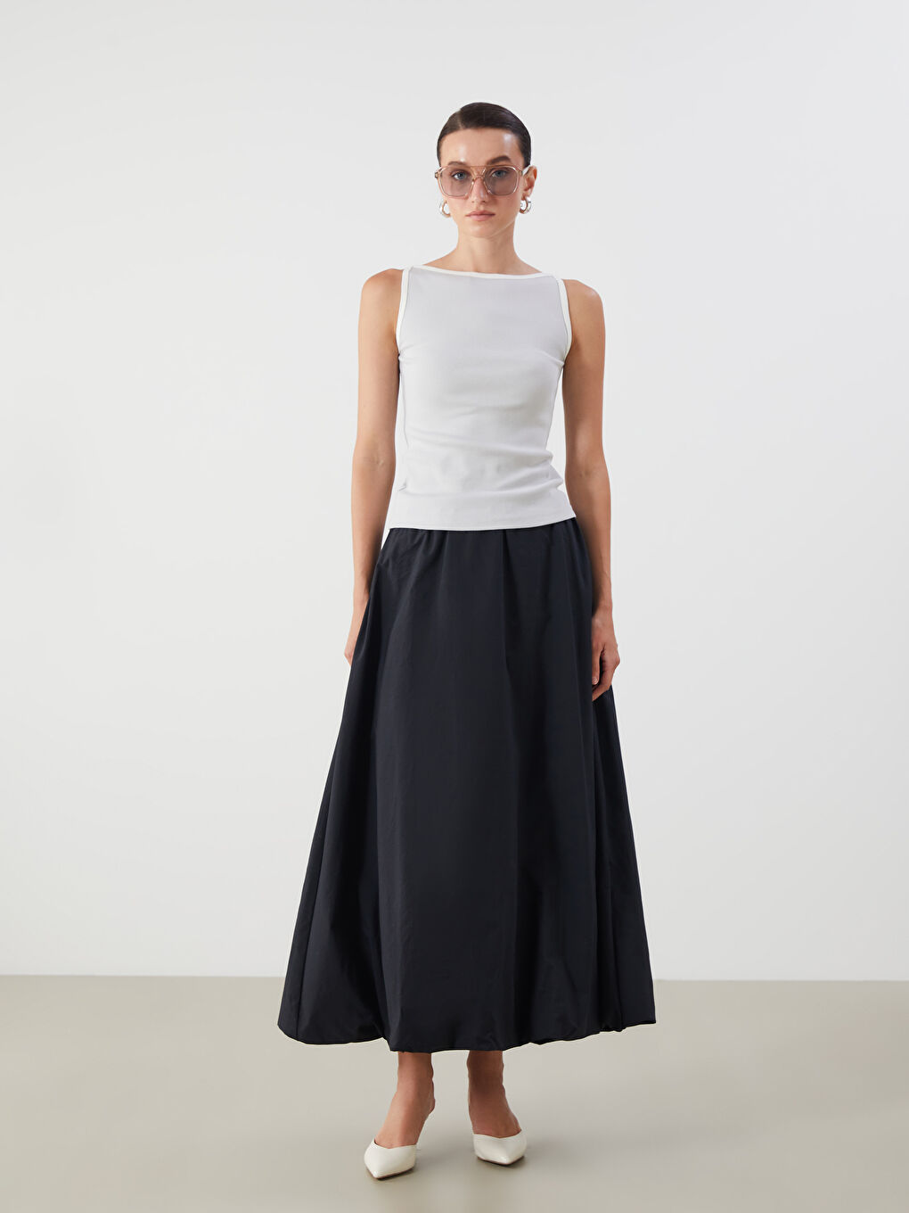 Mavi Kayık Yaka Fitilli Kadın Atlet-1