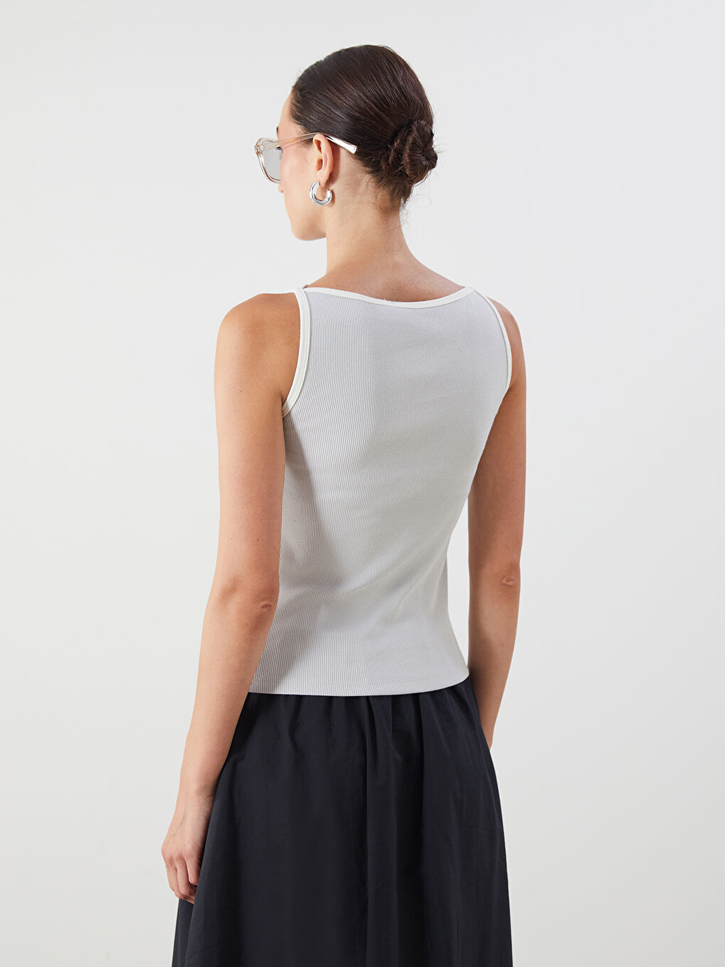 Mavi Kayık Yaka Fitilli Kadın Atlet-3