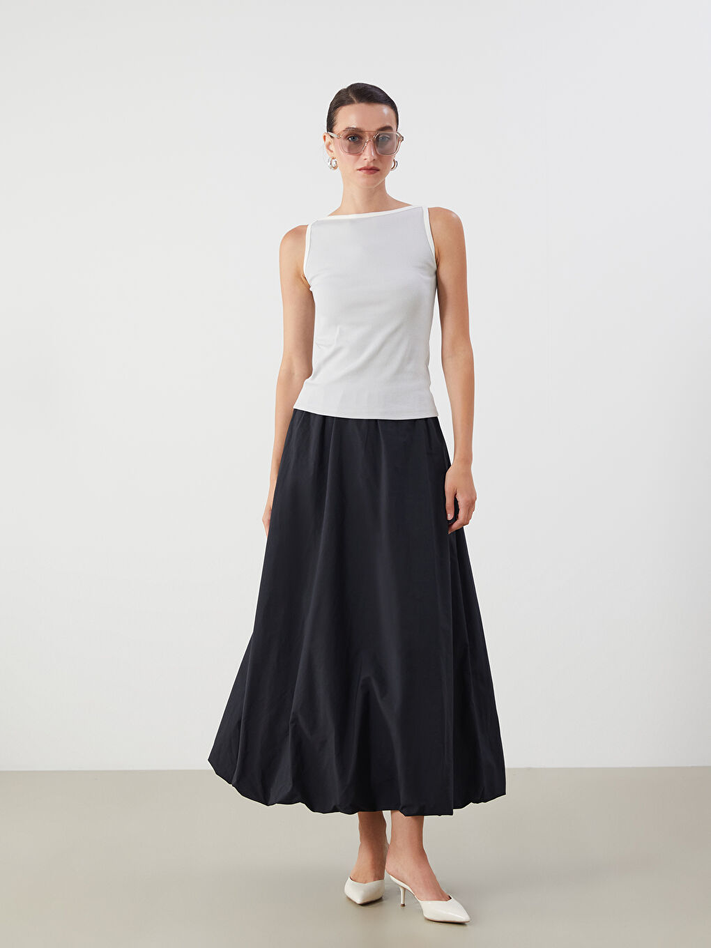 Yeşil Kayık Yaka Fitilli Kadın Atlet-1