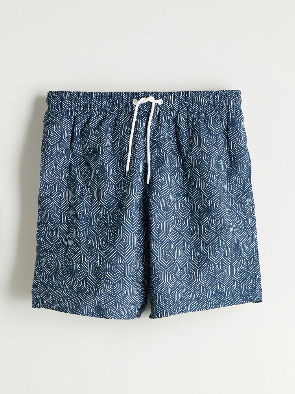 Lacivert Kısa Boy Desenli Erkek Deniz Şortu-4