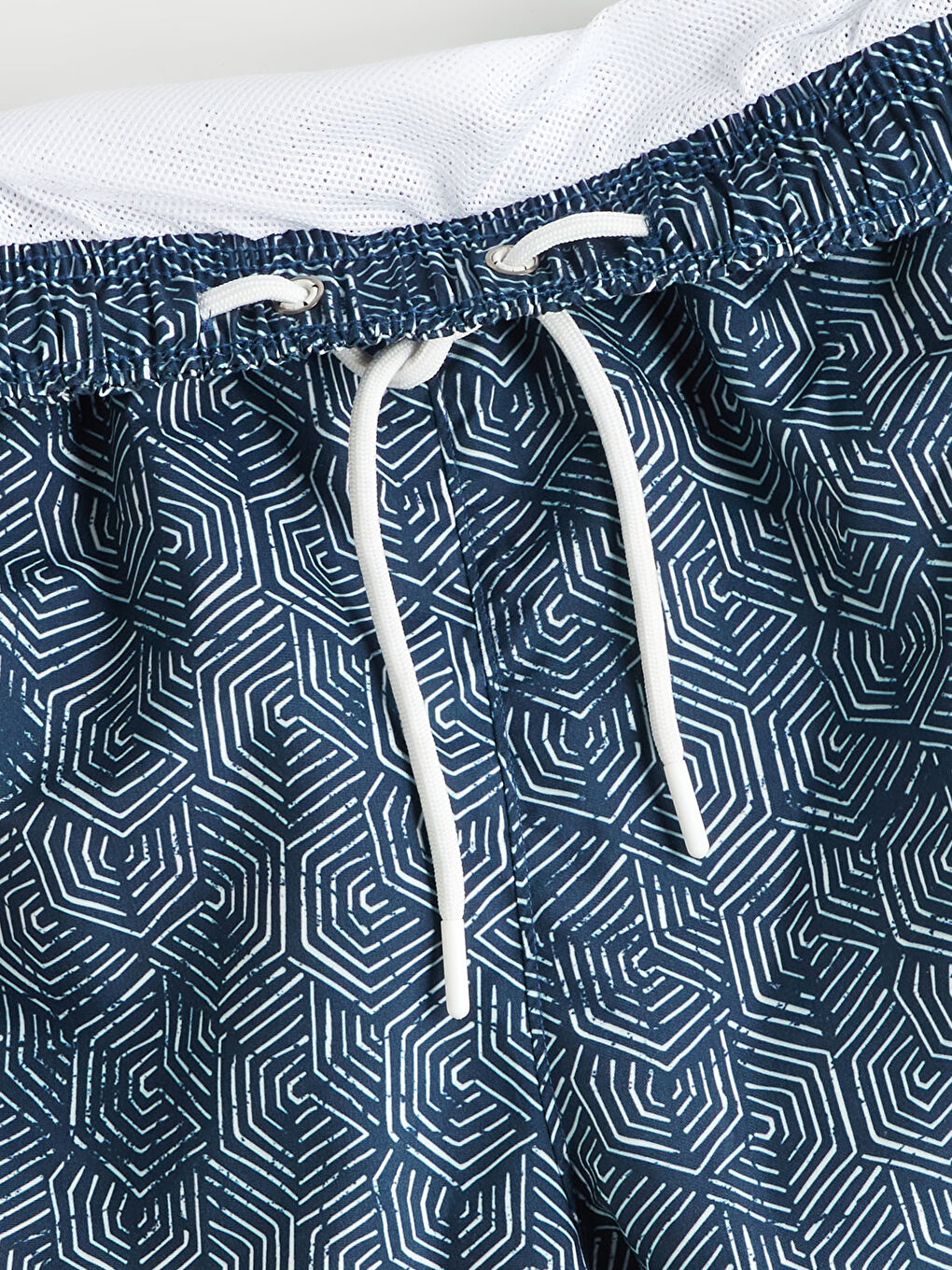 Lacivert Kısa Boy Desenli Erkek Deniz Şortu-5