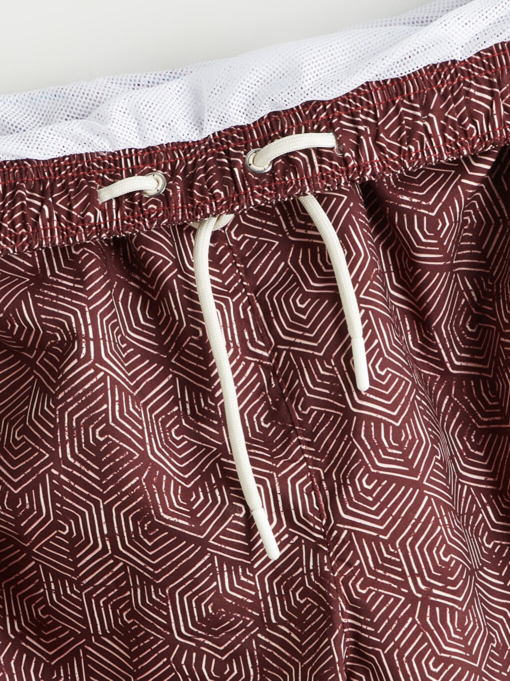 Kırmızı Kısa Boy Desenli Erkek Deniz Şortu-5