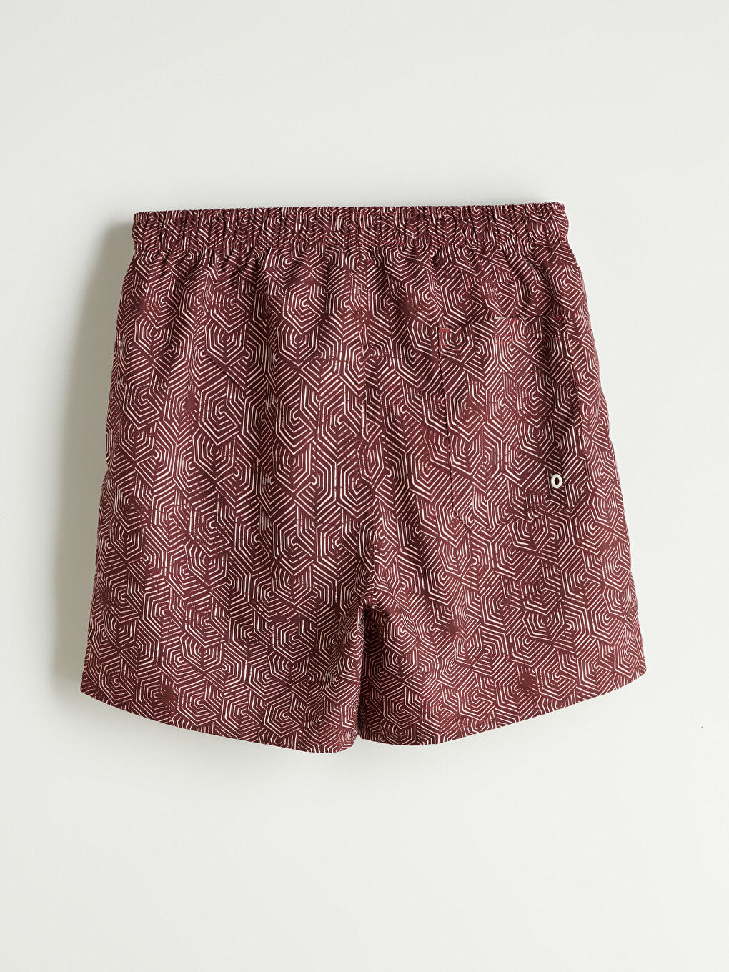 Kırmızı Kısa Boy Desenli Erkek Deniz Şortu-6