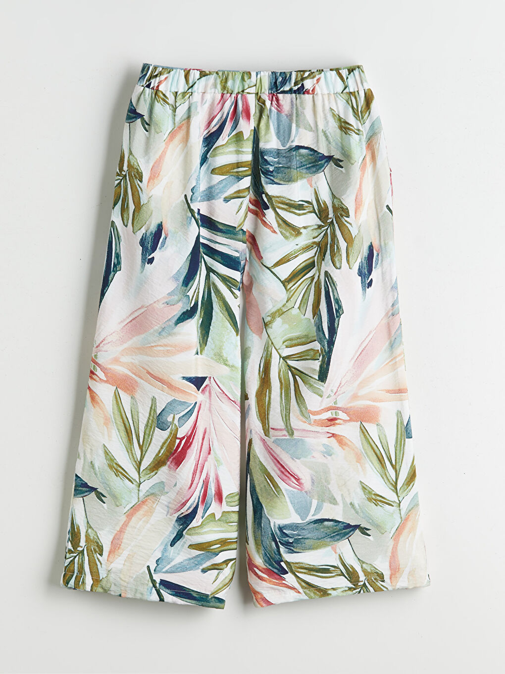 Karışık Beli Lastikli Çiçekli Kadın Pileli Kapri-5