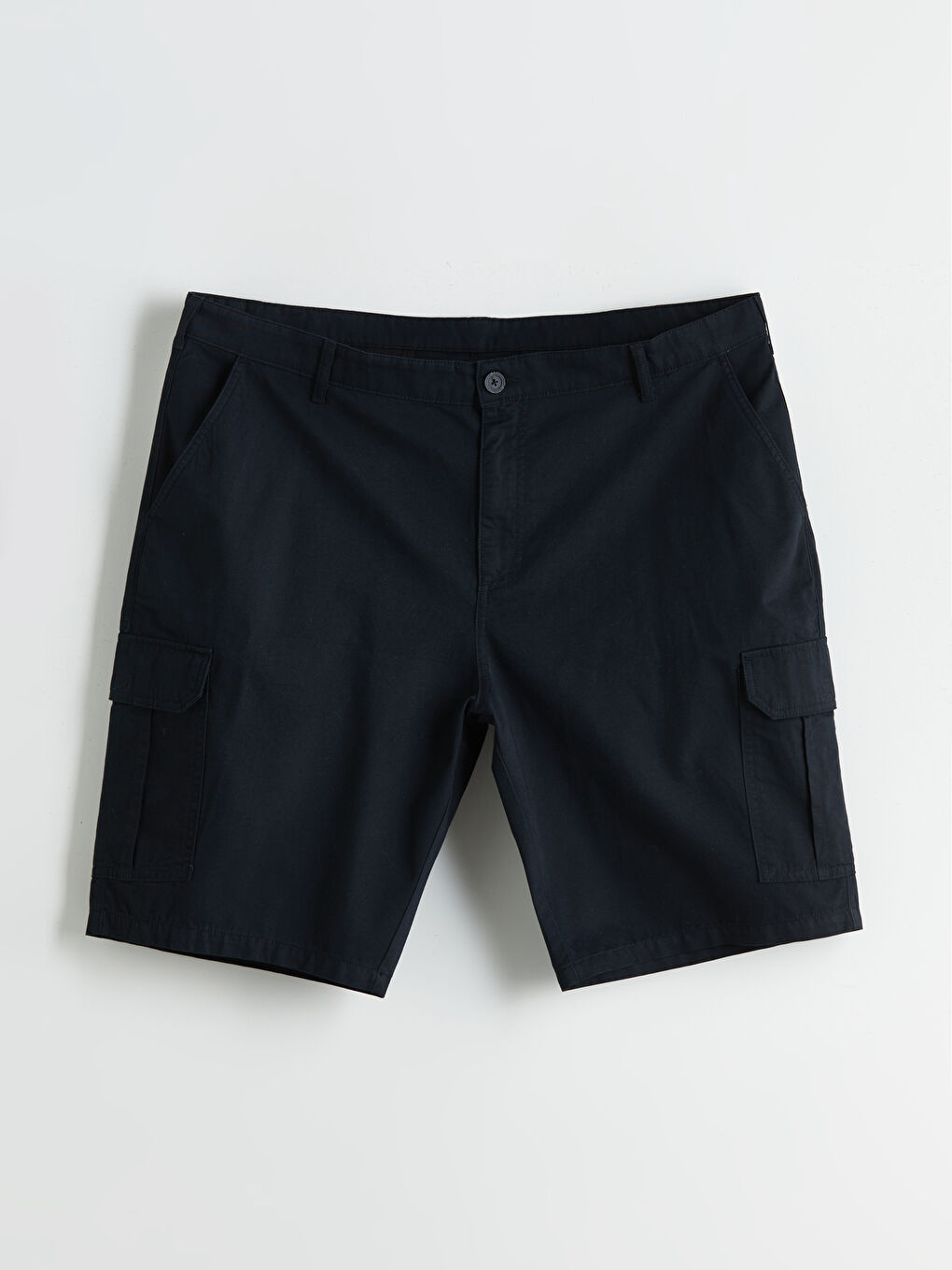 Siyah Büyük Beden Standart Kalıp Gabardin Erkek Şort-4