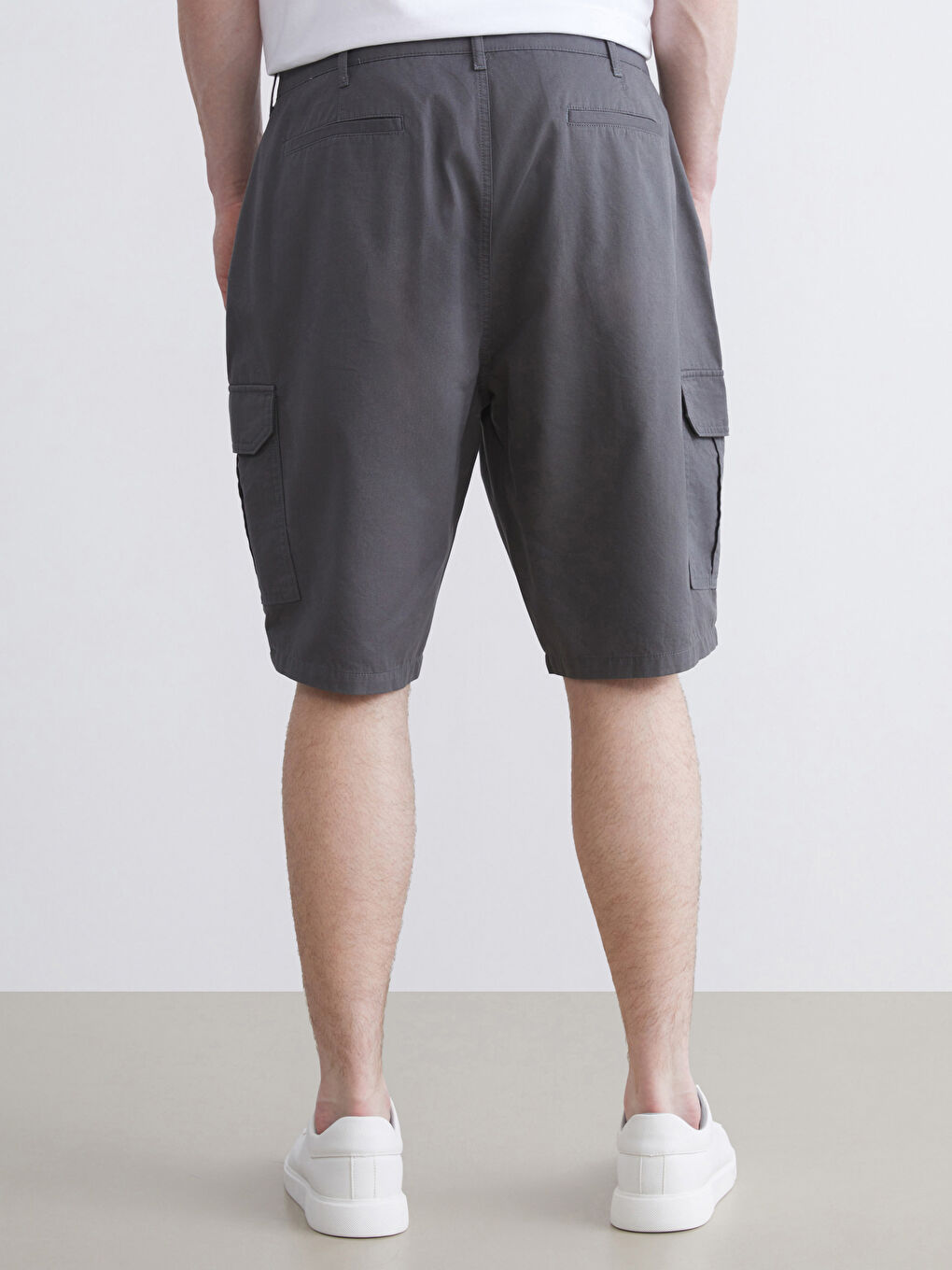 Antrasit Büyük Beden Standart Kalıp Gabardin Erkek Şort-3