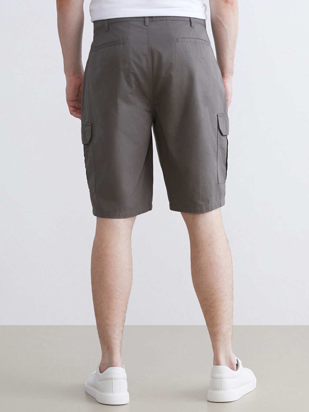 Haki Büyük Beden Standart Kalıp Gabardin Erkek Şort-3