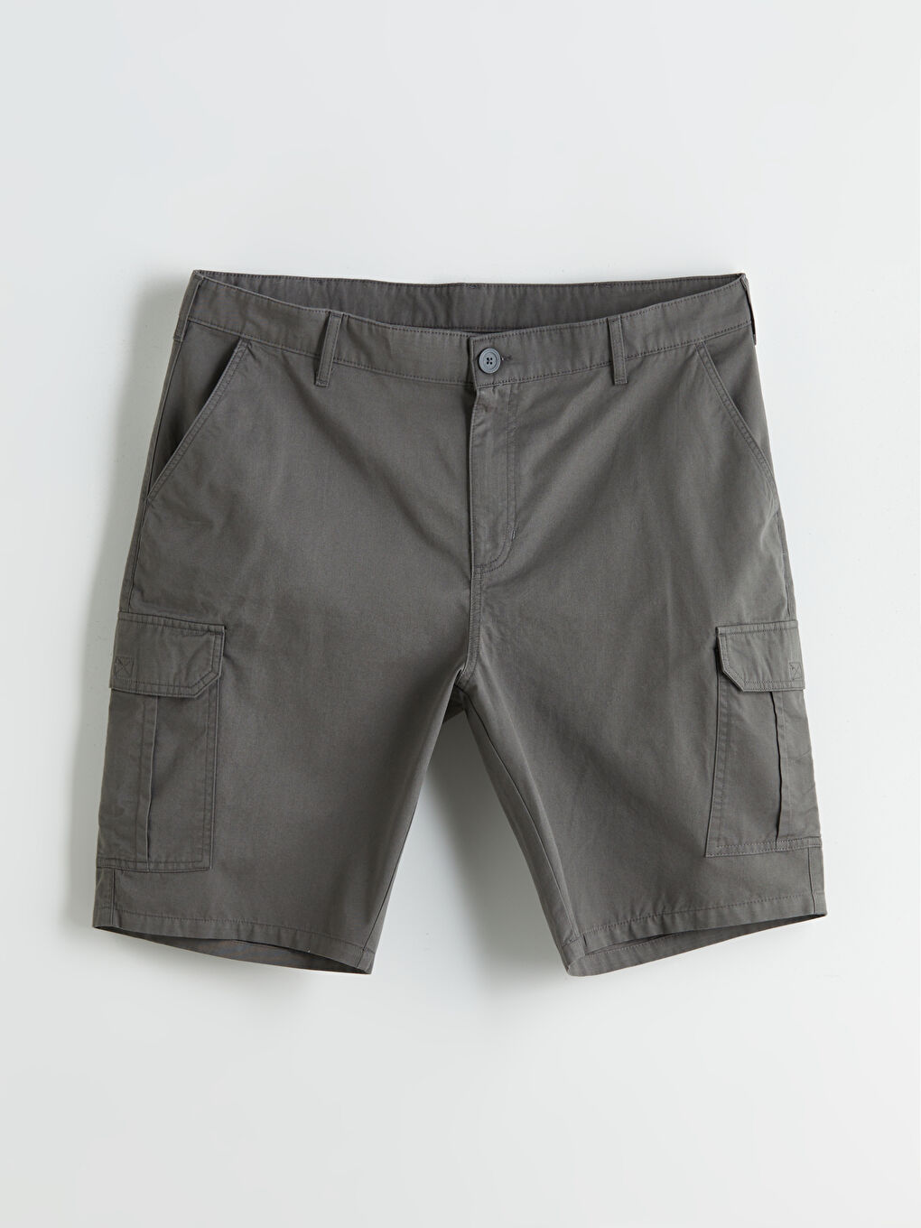 Haki Büyük Beden Standart Kalıp Gabardin Erkek Şort-4