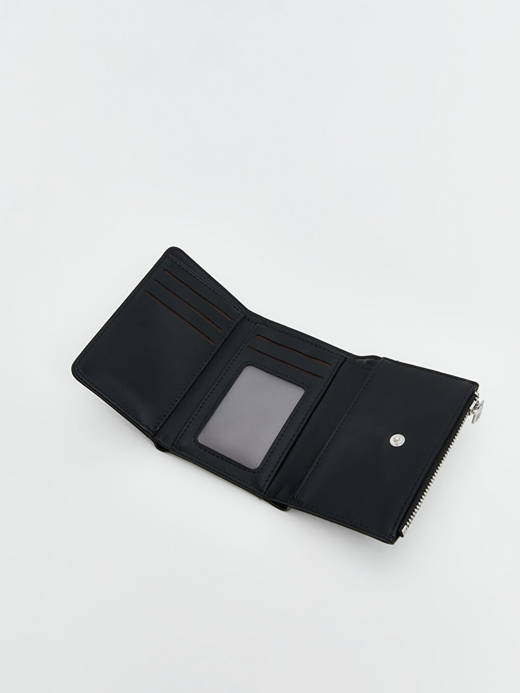 Siyah Deri Görünümlü Kadın Cüzdan-5