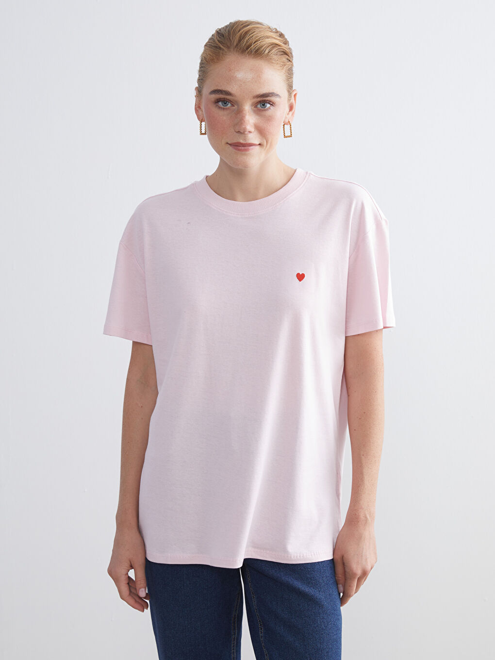 LCW Modest Woman PINK T-Shirt -S5RQ77Z8-FXC