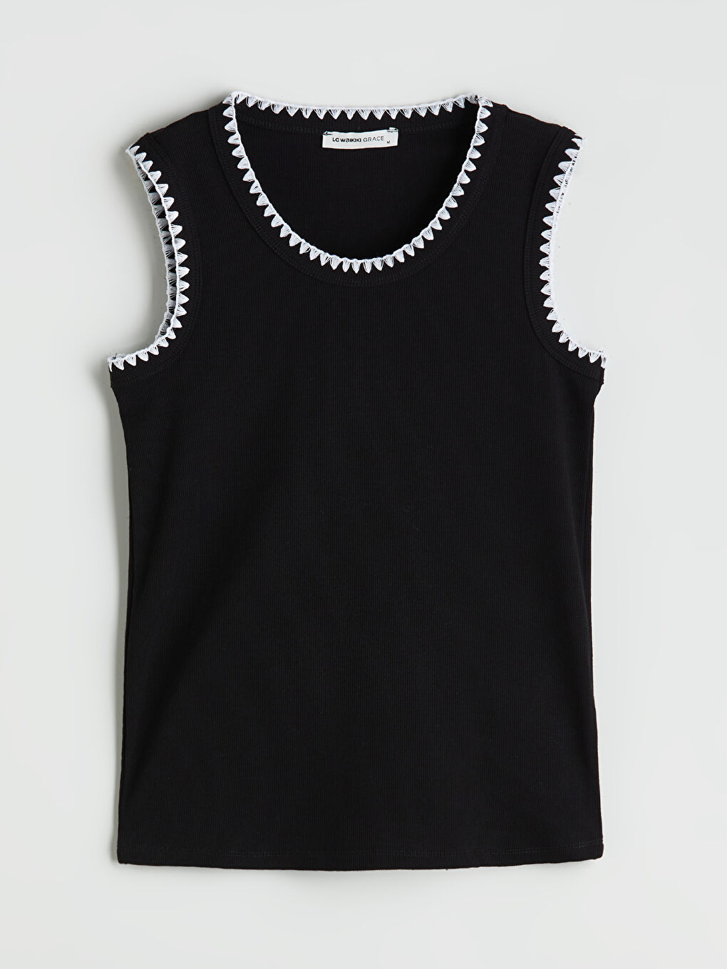 Siyah Bisiklet Yaka Nakışlı Kadın Atlet-4