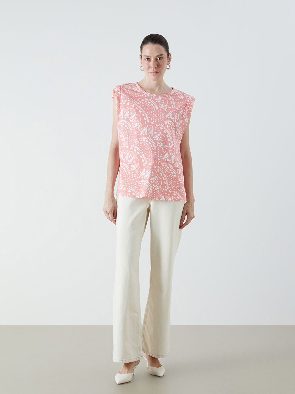 Mercan Bisiklet Yaka Desenli Bluz-1