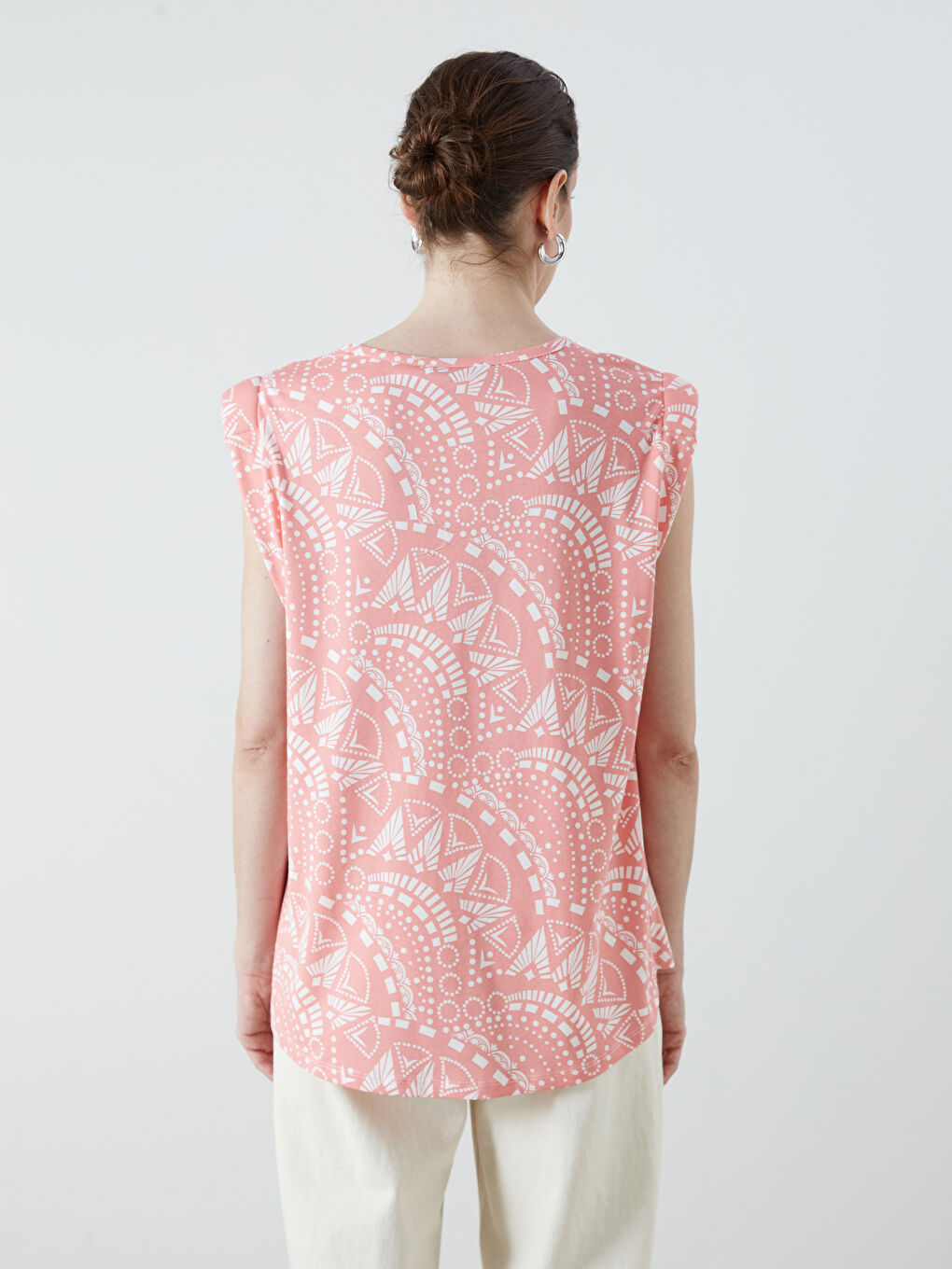 Mercan Bisiklet Yaka Desenli Bluz-3