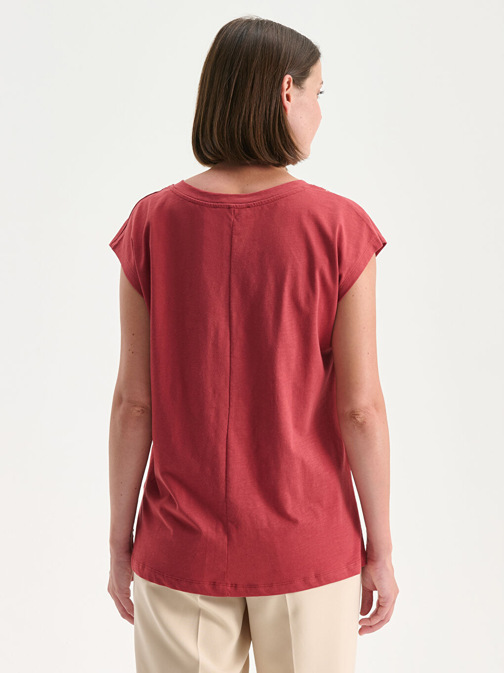 Turuncu Kaçık Yaka Nakışlı Bluz-3