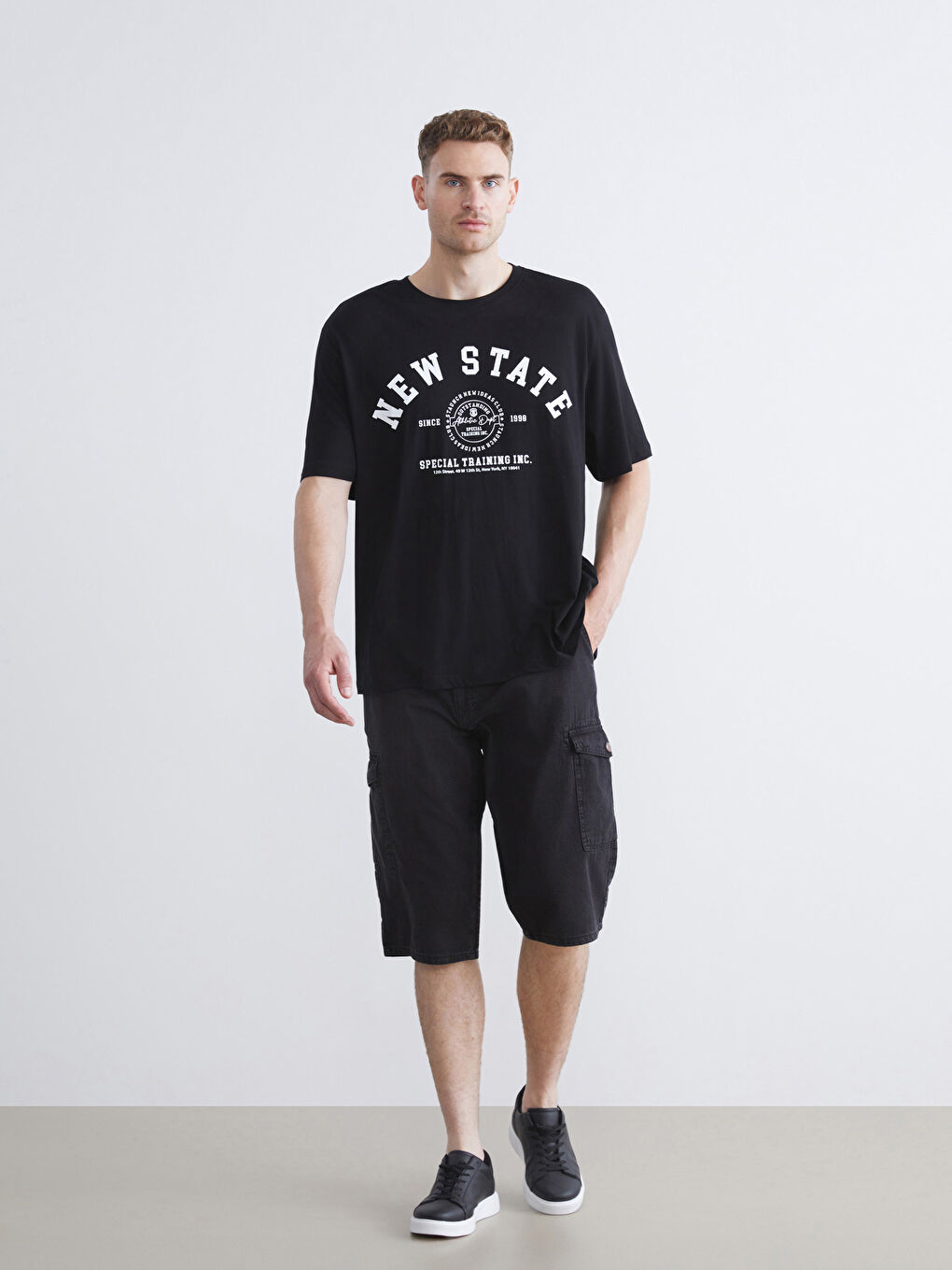 Antrasit Büyük Beden Standart Kalıp Erkek Jean Şort