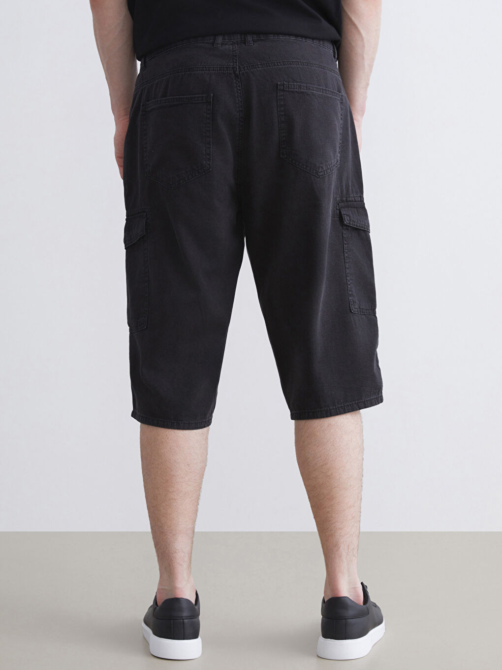 Antrasit Büyük Beden Standart Kalıp Erkek Jean Şort-3