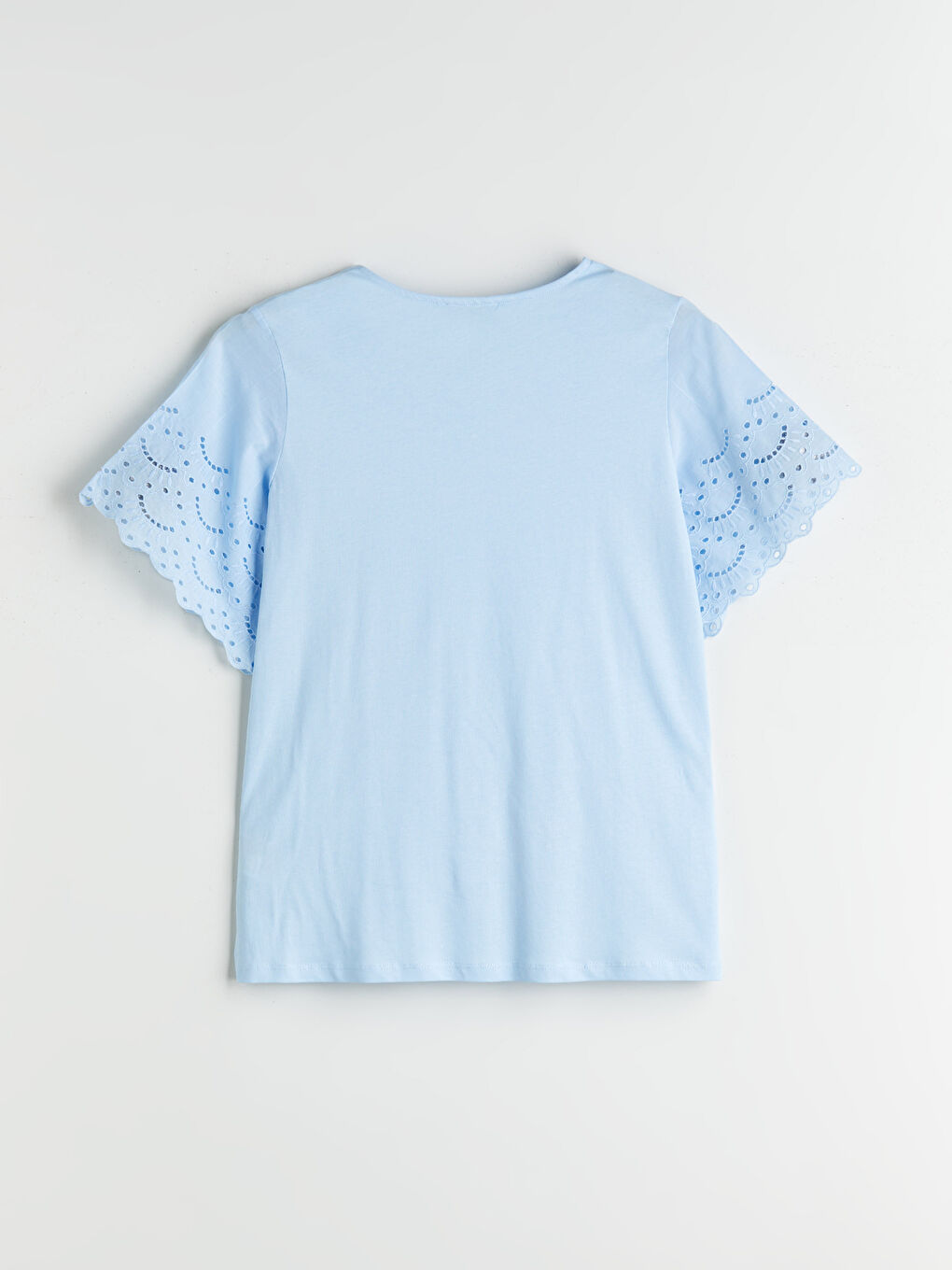 Mavi V Yaka Ajurlu Bluz-5