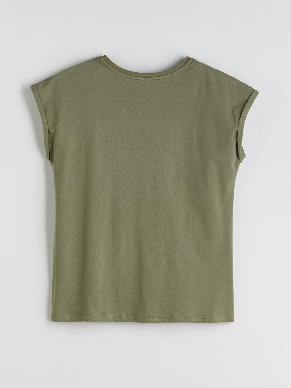 Haki Bisiklet Yaka Desenli Bluz-5