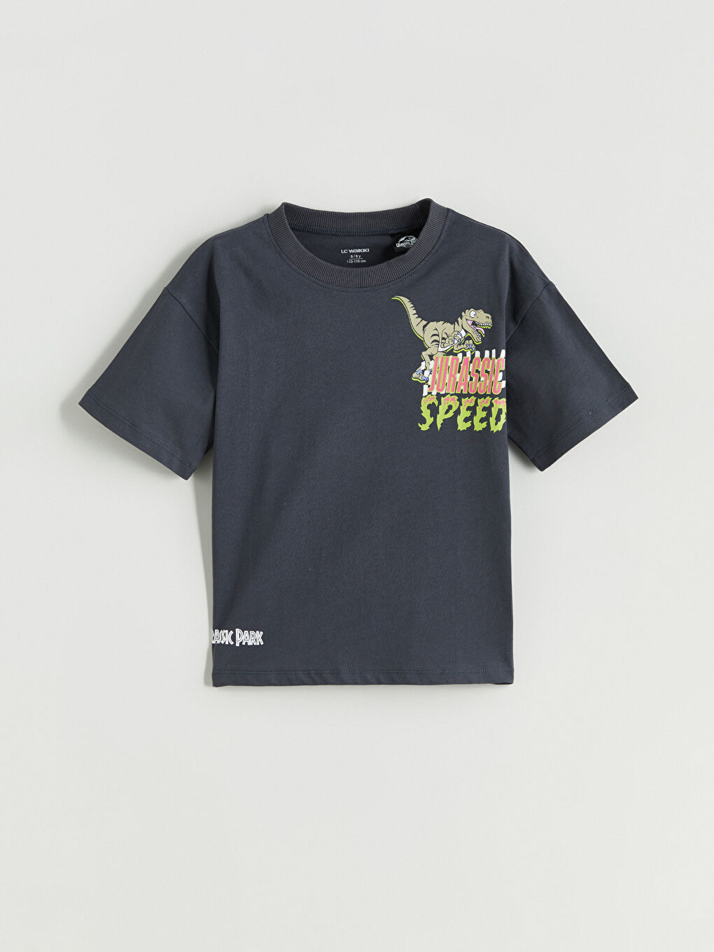 Antrasit Dinozor Baskılı Erkek Çocuk Tişört-1