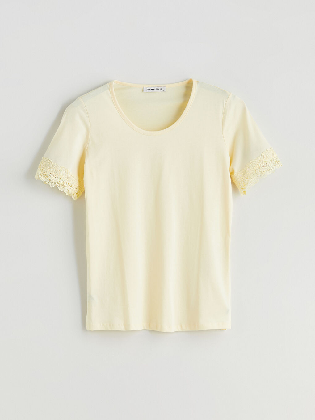 LCW Grace Crew Neck Lace Detail Women's T-Shirt -S5RR18Z8-FDS