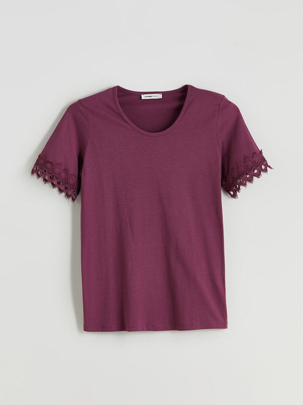 LCW Grace Crew Neck Lace Detail Women's T-Shirt -S5RR18Z8-HPH