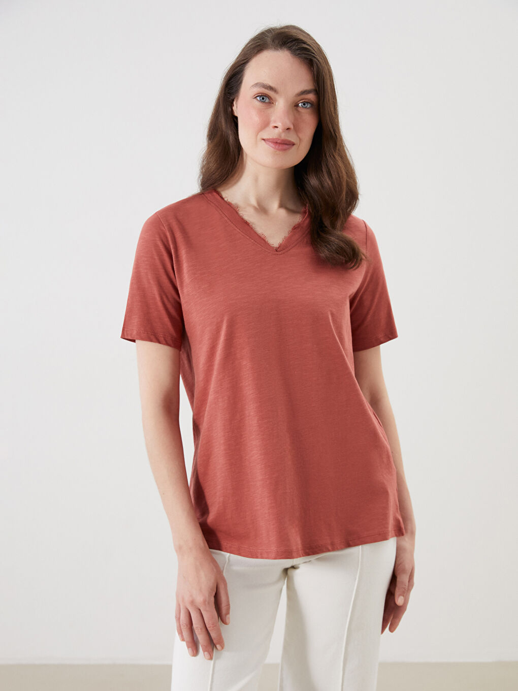 LCW Grace V Neck Women's T-Shirt -S5RR21Z8-H2X