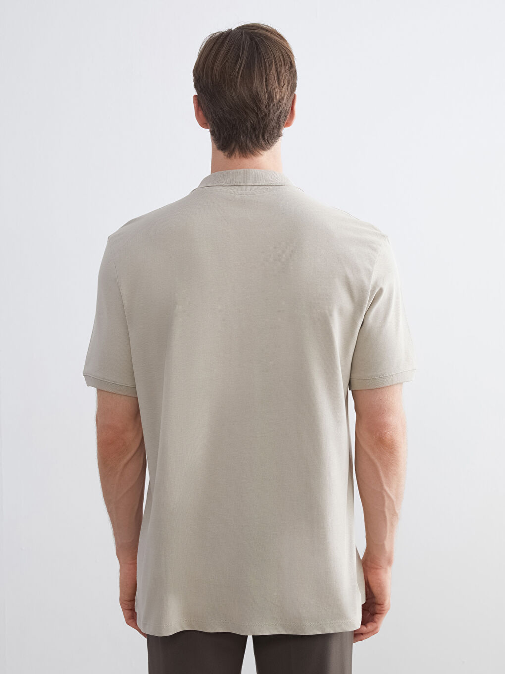 Bej Polo Yaka Pike Erkek Tişört-3