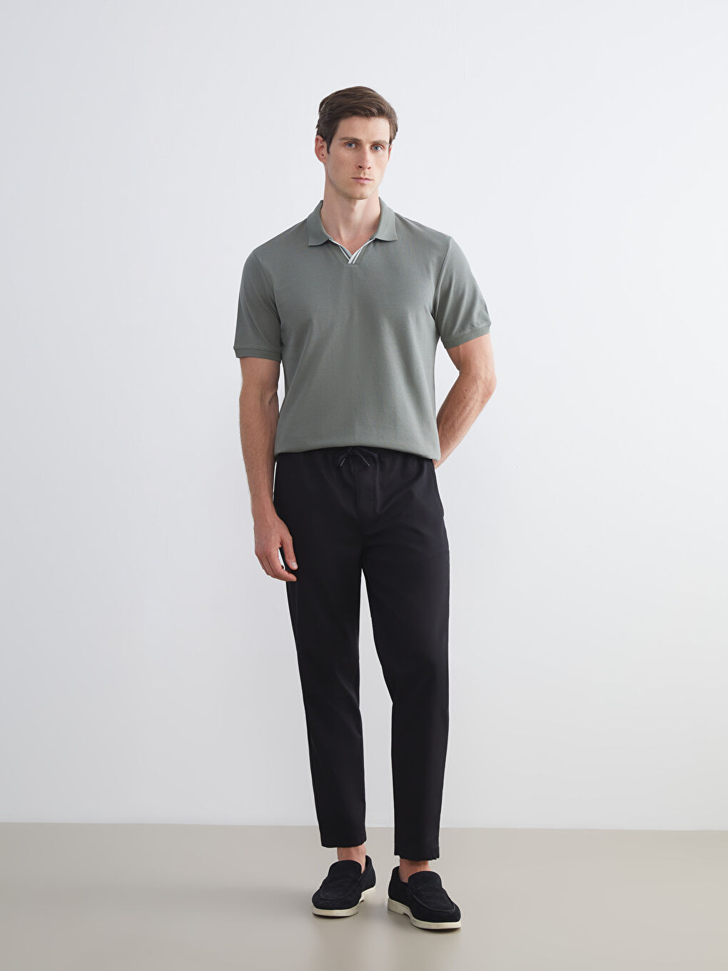 Haki Polo Yaka Pike Erkek Tişört-1