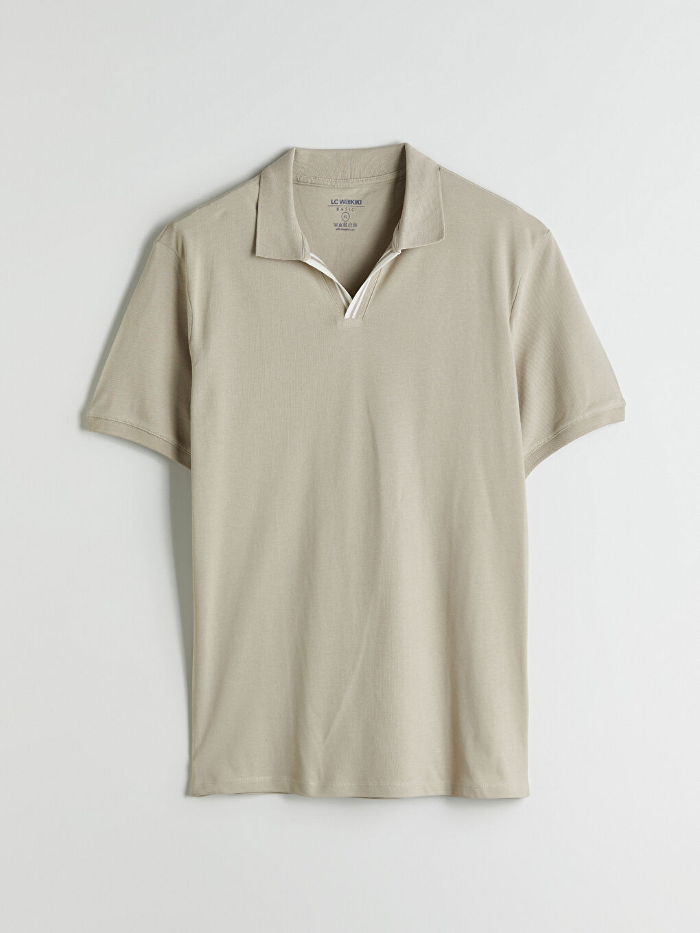 Bej Polo Yaka Pike Erkek Tişört-4