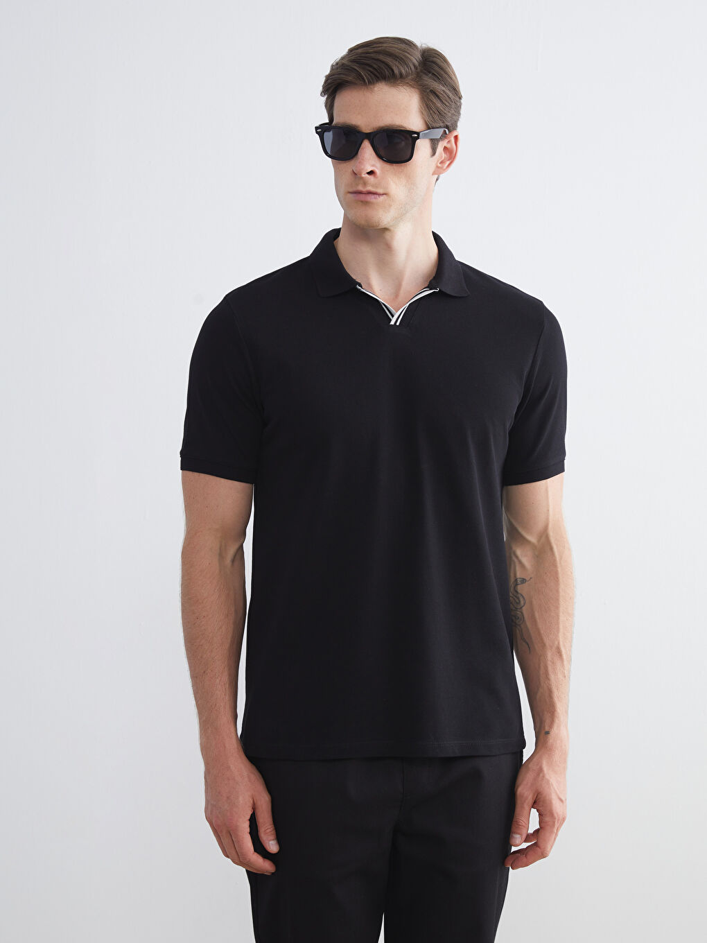 Siyah Polo Yaka Pike Erkek Tişört