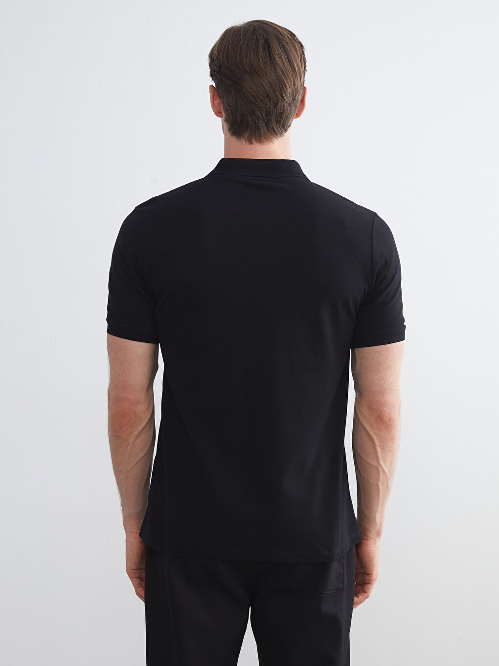 Siyah Polo Yaka Pike Erkek Tişört-3
