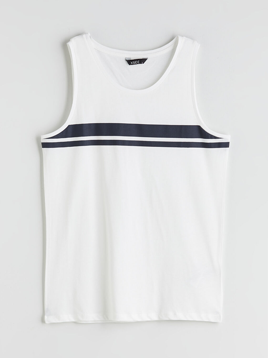 Ekru Bisiklet Yaka Baskılı Erkek Kolsuz Tişört-4