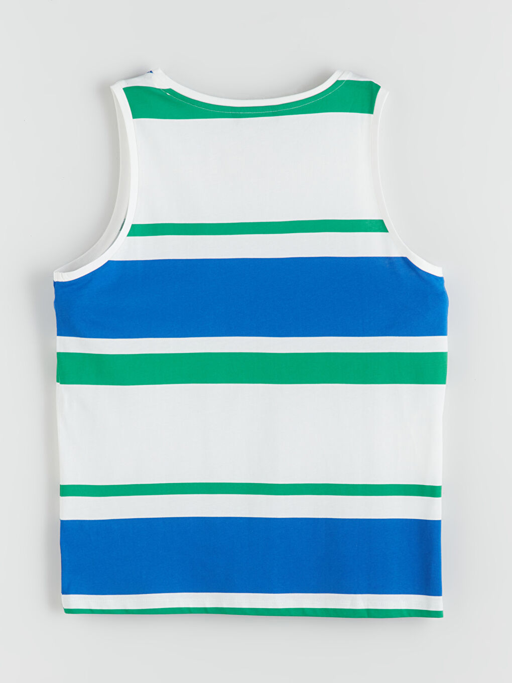 Ekru Bisiklet Yaka Çizgili Erkek Kolsuz Tişört-5